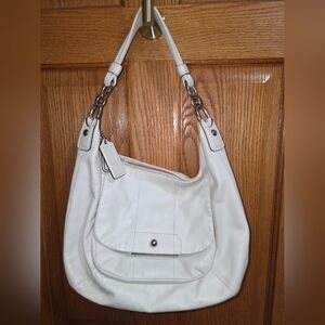 Coach Kristin Leather Hobo Bag Style 11020-10006 Ivory/ Cream Leather, Silver